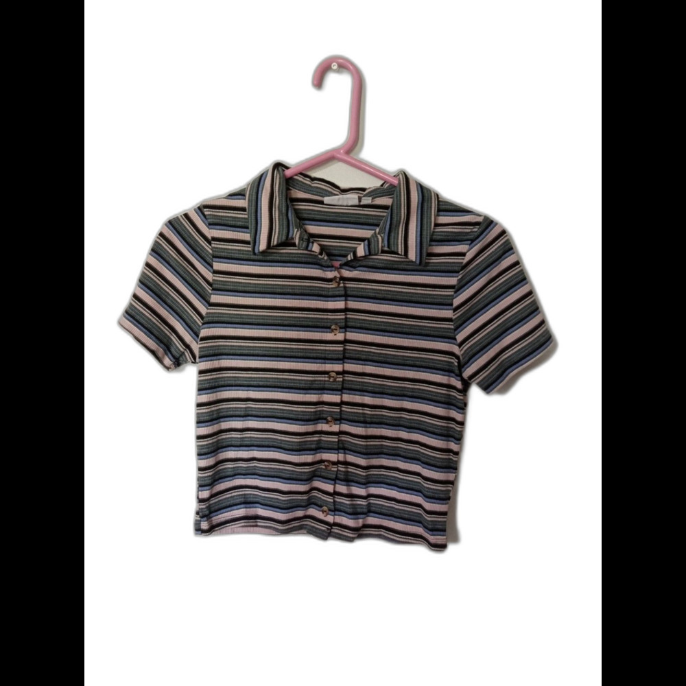 SO Short Sleeve Shirt Womens Crop Top Waffle Knit Siize Medium